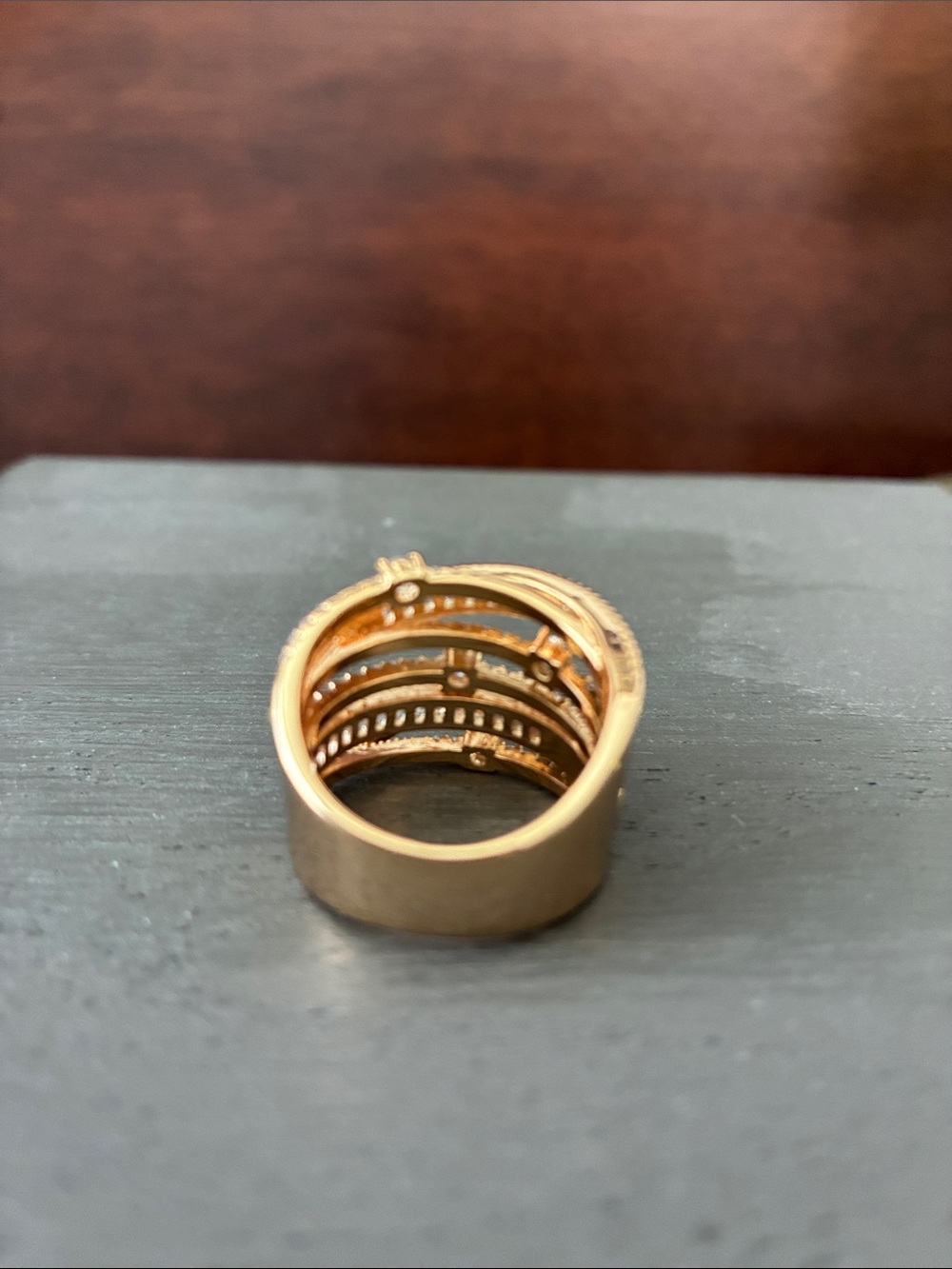 Park Lane ‘Monte Carlo’ Gold-Tone Stacked Crystal Band Ring - Picture 6 of 6